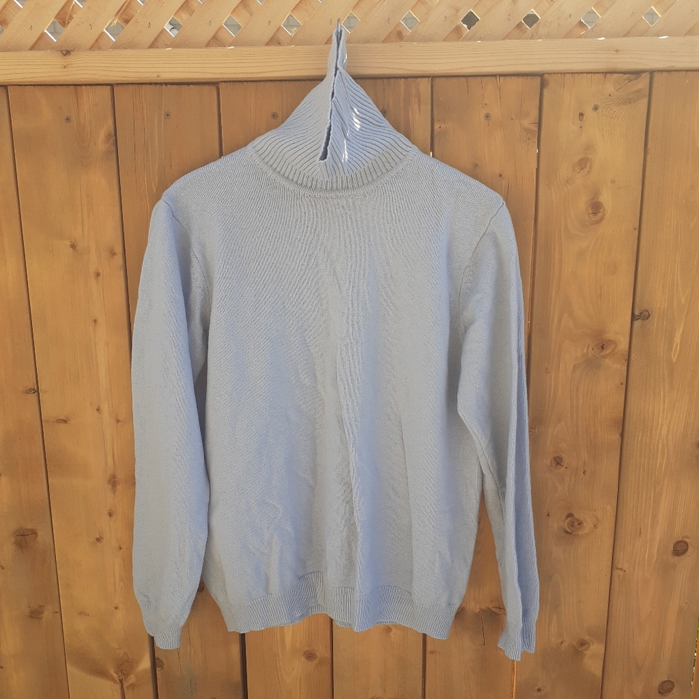 Skyblue Turtleneck wool Sweater, 100%Pure New Wool Longneck knit Sweater